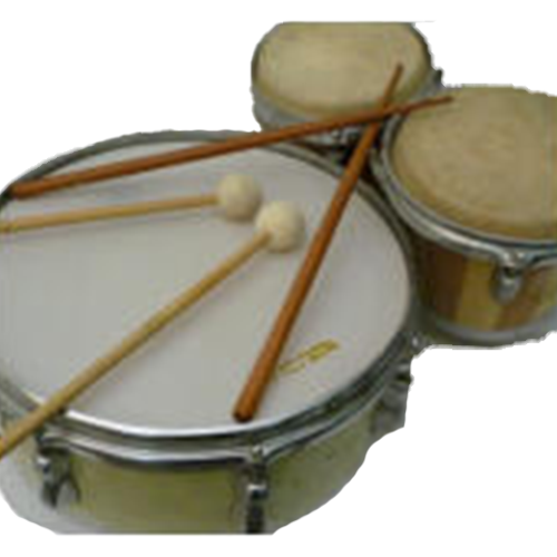 Kleine Trommel mit Bongos